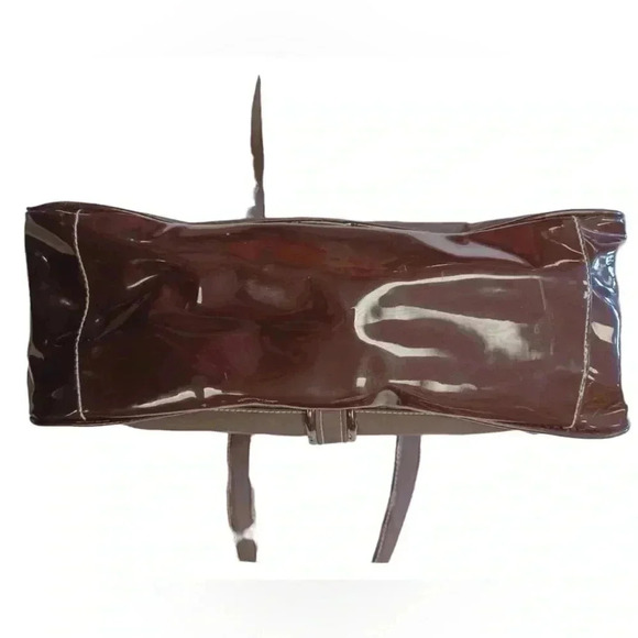 Isaac Mizrahi Brown Patent Leather Shoulder Bag  Purse - Picture 7 of 12